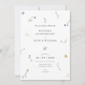 ワイルドフラワーエレガントな結婚記念日 招待状 (正面)