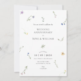 ワイルドフラワーエレガントな結婚記念日 招待状