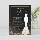 ワイルドフラワーエレガントのドレ結婚スブライダルシャワー 招待状 (スタンド正面)