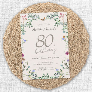 ワイルドフラワーエレガントのフローラ80th誕生日パーティー 招待状