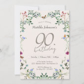 ワイルドフラワーエレガントのフローラ90th誕生日パーティー 招待状 (正面)