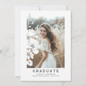 ワイルドフラワーエレガントのモダン卒業パーティーの写真 招待状 (正面)