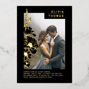 ワイルドフラワーエレガントのロマンチックなブ結婚ラックの写真 箔招待状