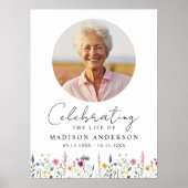 ワイルドフラワーエレガントの人生の写真お祝い ポスター (正面)