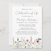 ワイルドフラワーエレガントの人生の写真お祝い 招待状 (正面)