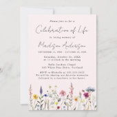 ワイルドフラワーエレガントの人生の写真お祝い 招待状 (正面)