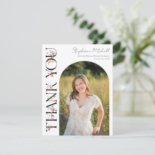 ワイルドフラワーエレガントの写真卒業 サンキューカード (スタンド正面)