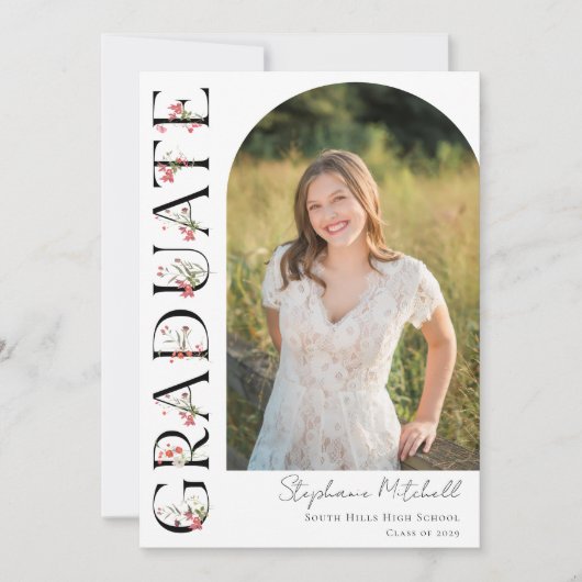 ワイルドフラワーエレガントの写真卒業 案内状 (正面)