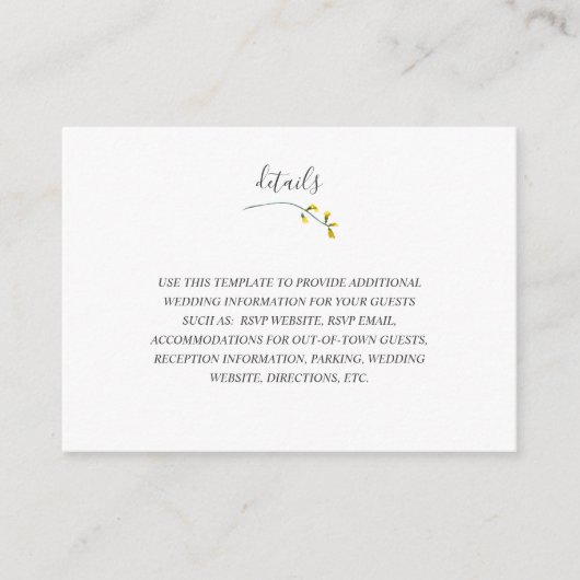 ワイルドフラワーエレガントの情報結婚詳細カード エンクロージャーカード (正面)