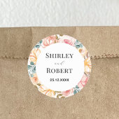 ワイルドフラワーエレガントの水の色のカスタムウェディング ラウンドシール