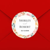 ワイルドフラワーエレガントの水の色のカスタムウェディング ラウンドシール