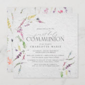 ワイルドフラワーエレガントの水の色の最初のコミュニティ 招待状 (正面/裏面)