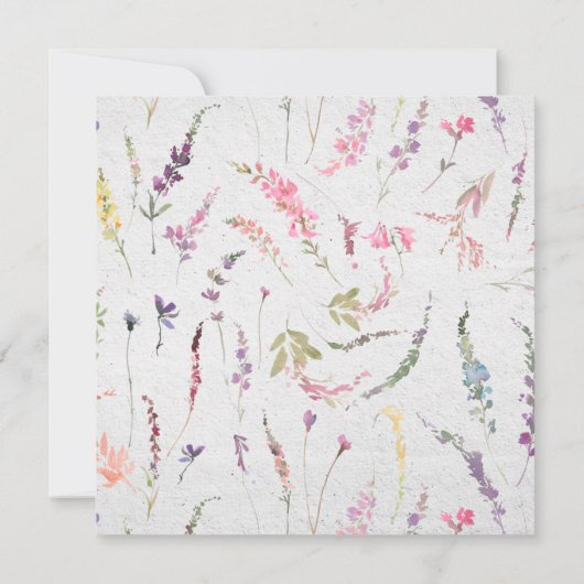 ワイルドフラワーエレガントの水の色の最初のコミュニティ 招待状 (裏面)