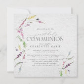 ワイルドフラワーエレガントの水の色の最初のコミュニティ 招待状 (正面)