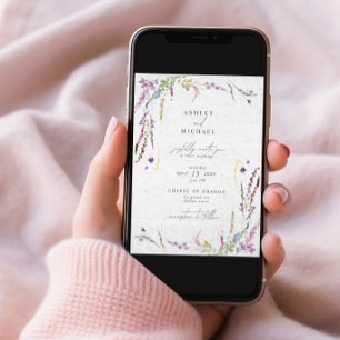 ワイルドフラワーエレガントの水の色モダン結婚の値 招待状