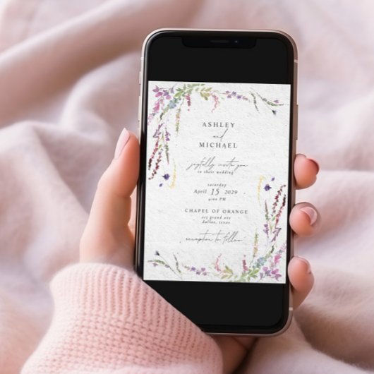 ワイルドフラワーエレガントの水の色モダン結婚の値 招待状