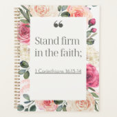 ワイルドフラワーエレガントの水色クリスチャンの女性 プランナー手帳 (正面)