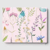 ワイルドフラワーエレガントの水色ピンクの赤ちゃんシャワー ゲストブック (裏面)