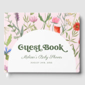 ワイルドフラワーエレガントの水色ピンクの赤ちゃんシャワー ゲストブック (正面)