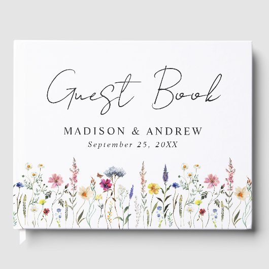 ワイルドフラワーエレガントの牧草地の写真結婚ズ ゲストブック (正面)