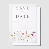 ワイルドフラワーエレガントの牧草地の結婚式の日付を保存 ベラム紙招待状 (オフセット)