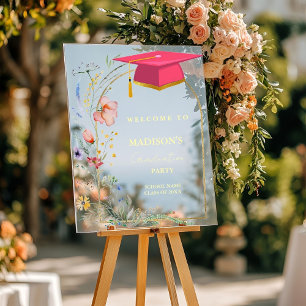 ワイルドフラワーエレガントの牧草地卒業ウェルカムサイン アクリルサイン