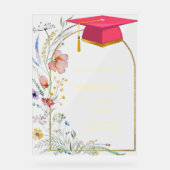 ワイルドフラワーエレガントの牧草地卒業ウェルカムサイン アクリルサイン (正面)