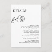 ワイルドフラワーエレガントの白黒の結婚詳細 エンクロージャーカード (正面)