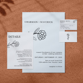 ワイルドフラワーエレガントの白黒の結婚詳細 エンクロージャーカード