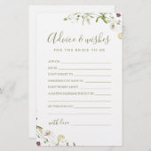 ワイルドフラワーエレガントの結婚アドバイス&ウィッシュズカード (正面/裏面)