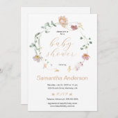 ワイルドフラワーエレガントの赤ちゃんシャワースクリプト 招待状 (正面/裏面)