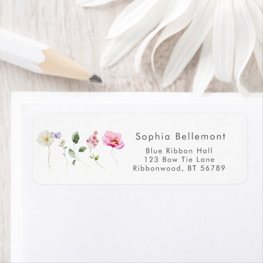 ワイルドフラワーエレガントの赤ちゃんシャワー差出人住所 ラベル (インサイチュ)