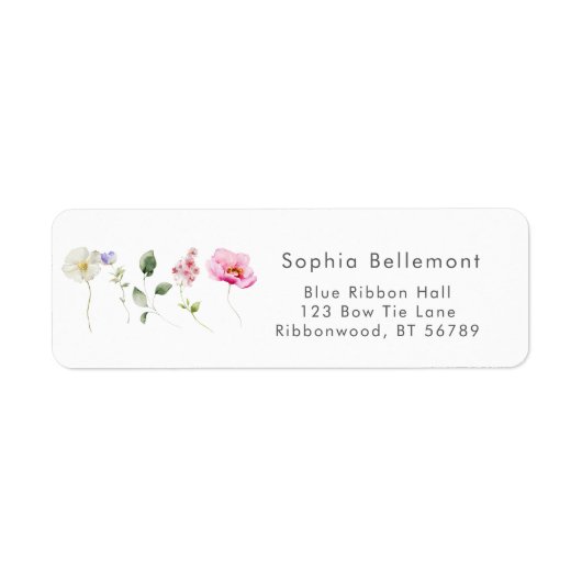ワイルドフラワーエレガントの赤ちゃんシャワー差出人住所 ラベル (正面)