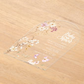 ワイルドフラワーエレガントの赤ちゃんシャワー アクリル招待状 (レイダウン)