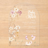 ワイルドフラワーエレガントの赤ちゃんシャワー アクリル招待状 (正面)