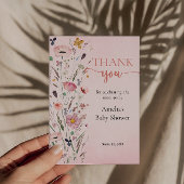 ワイルドフラワーエレガントの赤ちゃんシャワー サンキューカード