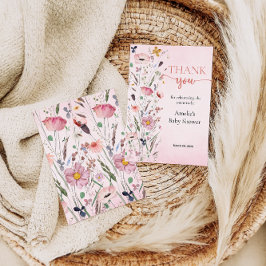 ワイルドフラワーエレガントの赤ちゃんシャワー サンキューカード