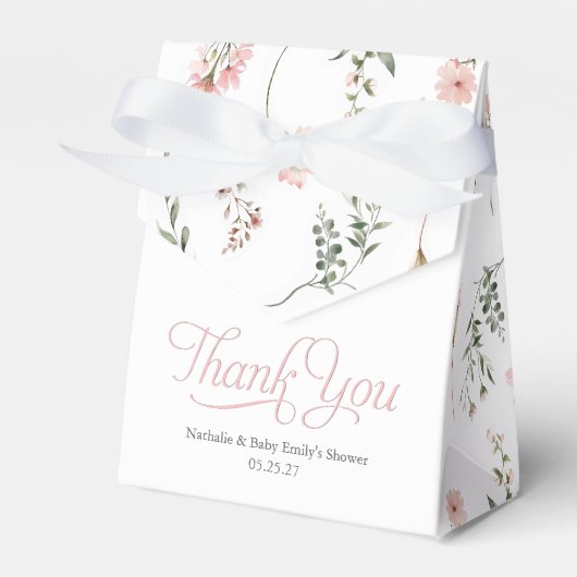 ワイルドフラワーエレガントをテーマにした赤ちゃんシャワーの特典 フェイバーボックス (正面サイド)