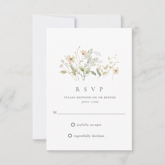 ワイルドフラワーエレガントアウトドアウェディングRSVP 出欠カード (正面)