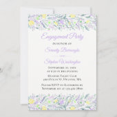 ワイルドフラワーエレガントイエローパープルフローラ婚約 招待状 (正面)