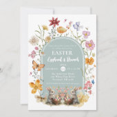 ワイルドフラワーエレガントイースターブランチ&エッグ狩りパーティー 招待状 (正面)