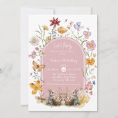 ワイルドフラワーエレガントイースター誕生日ParTea 招待状 (正面)