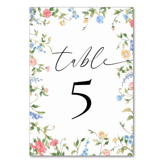 ワイルドフラワーエレガントウェディングレセプション テーブルナンバー (裏面)