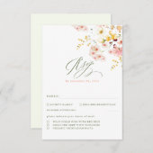 ワイルドフラワーエレガントウェディングRSVP 出欠カード (正面/裏面)