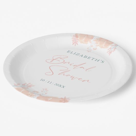 ワイルドフラワーエレガントウォーターのカラーブライダルシャワー ペーパープレート (アングル)