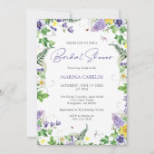 ワイルドフラワーエレガントウォーターのカラーブライダルシャワー 招待状 (正面)