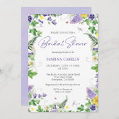 ワイルドフラワーエレガントウォーターのカラーブライダルシャワー 招待状 (正面/裏面)