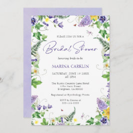 ワイルドフラワーエレガントウォーターのカラーブライダルシャワー 招待状
