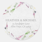 ワイルドフラワーエレガントウォーターのカラー差出人住所 ラウンドシール (正面)