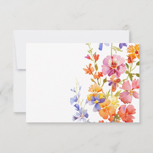 ワイルドフラワーエレガントウォーターの色のフローラ結婚の 出欠カード (裏面)